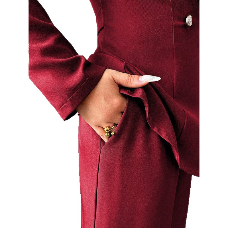 Women Dress Manufacturers Minimalist Stylish Women's Suit Elegant Fashion Long Sleeve Blazer Straight Leg Pants Two Piece Set