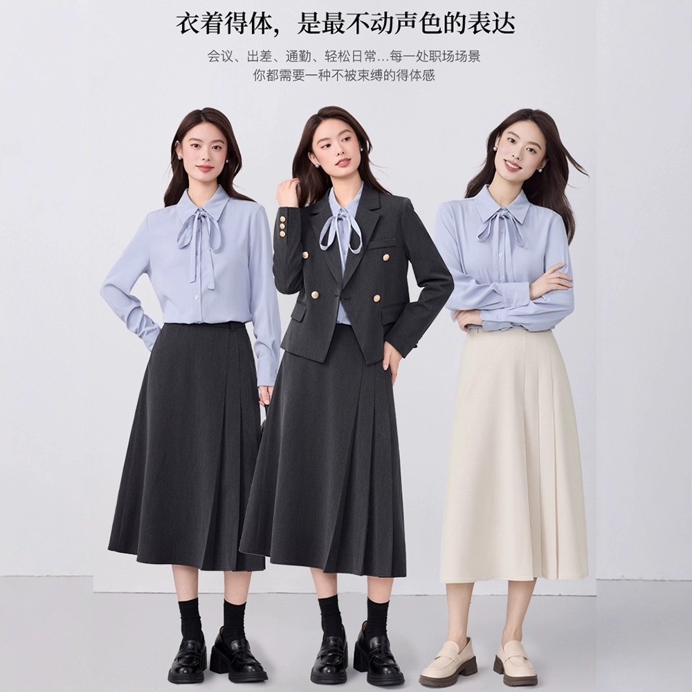2025 New Light Gray Breathable Professional Suit College Students Cotton-Polyester Outfit Interviews Office Commuting Workwear