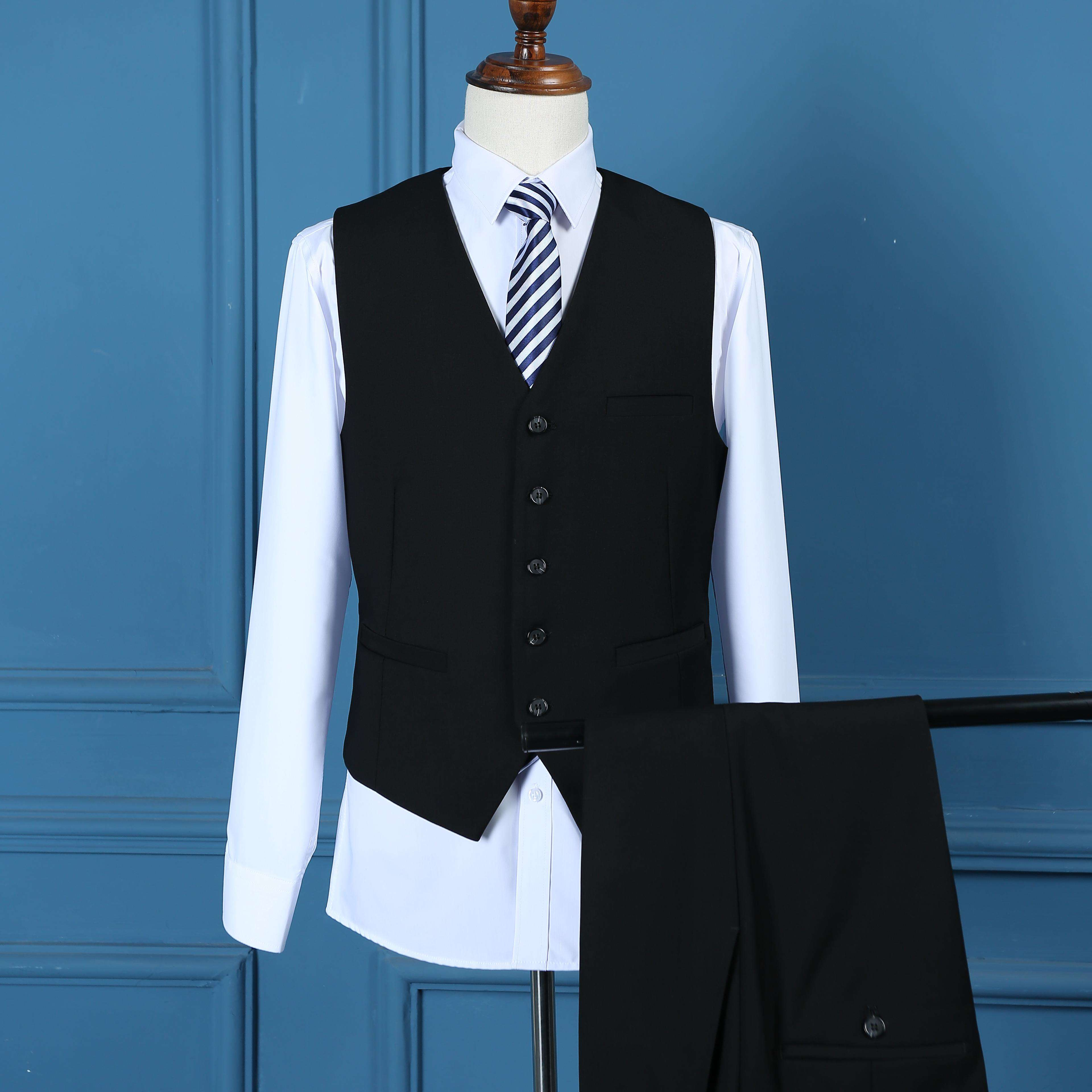 OEM ODM Factory Custom High Quality Formal Business 2 Pieces and 3 Pieces Suits Slim Fit Suit Black Wedding Suit Blazer Jacket
