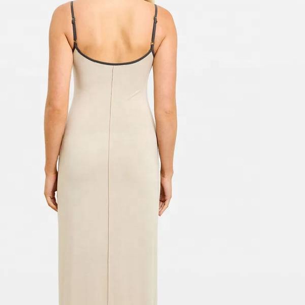 High Quality Custom Minimalist Contrast - Trim Slip Dress Maxi Dress
