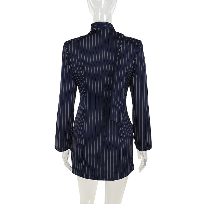 Autumn New Collection Elegant Slim Striped Dress Sexy Hip Skirt for Women Short Wosted Office Lady Formal Suit Dress