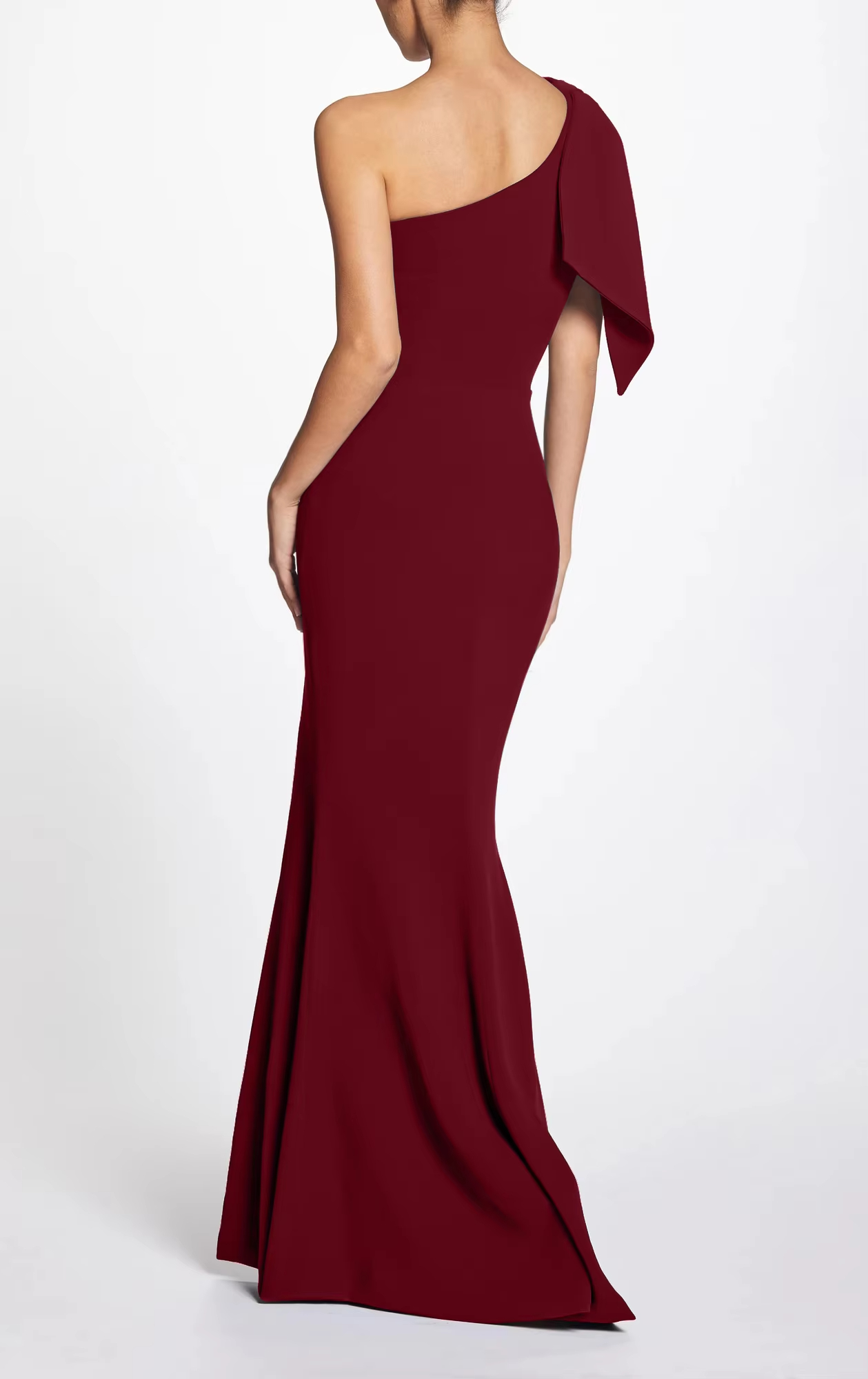 New Arrivals Empire Waist Bodycon Ruched Sleeveless Floor Length High Slit Wrap Tie Chapel Train Formal Party Evening Dresses