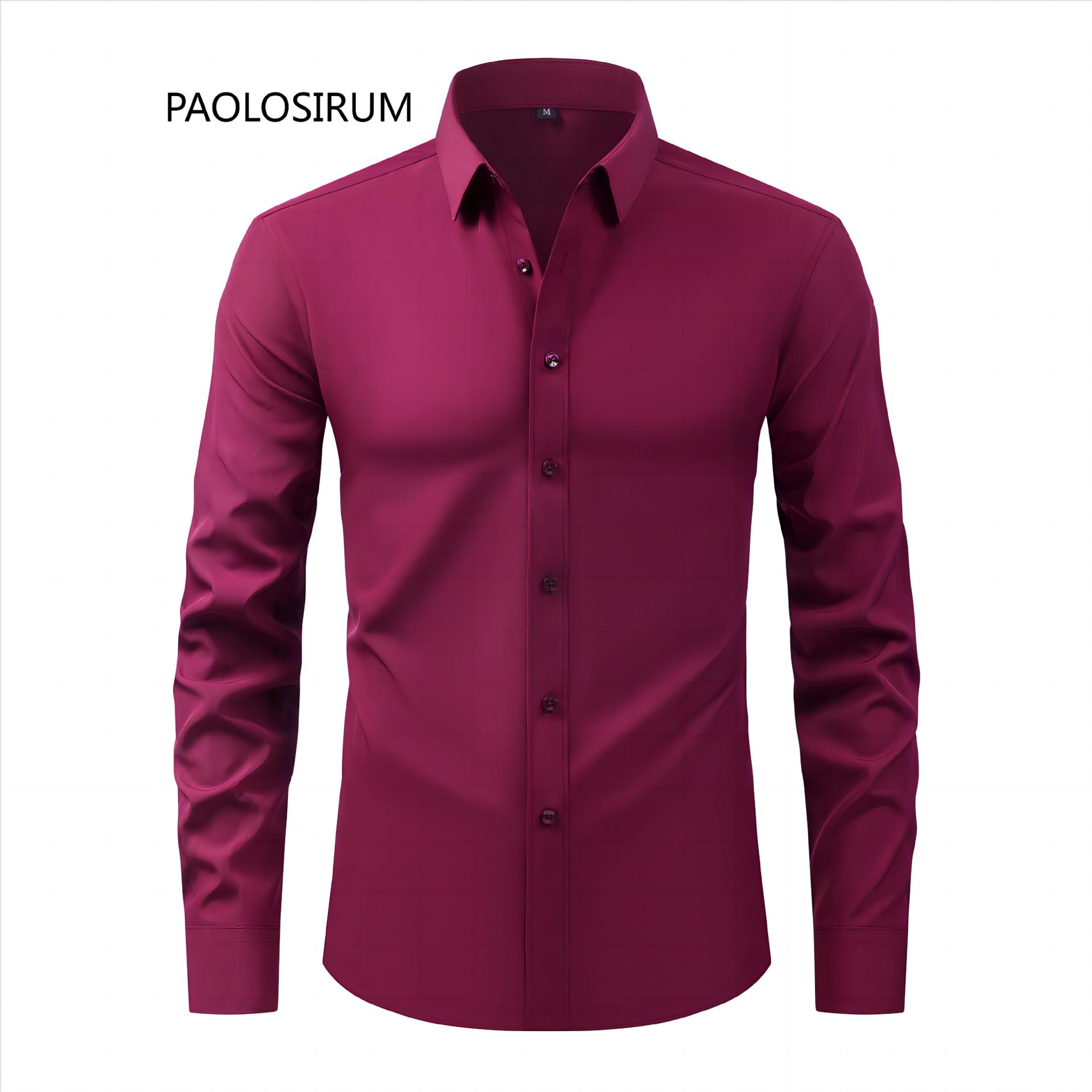 Wholesale Custom 4 Way Stretch Men's Dress Shirt Anti-wrinkle Non-iron Slim Fit Business Casual Thin Long Sleeve Shirt For Men