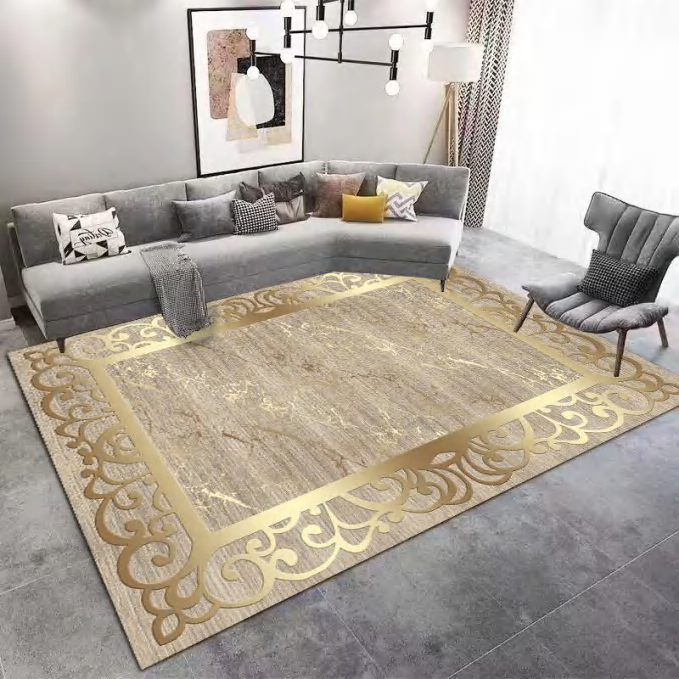 Luxurious Gold Crystal Velvet Carpet Area Rug For Modern Living Room And Home Decor Mat Floor Mat