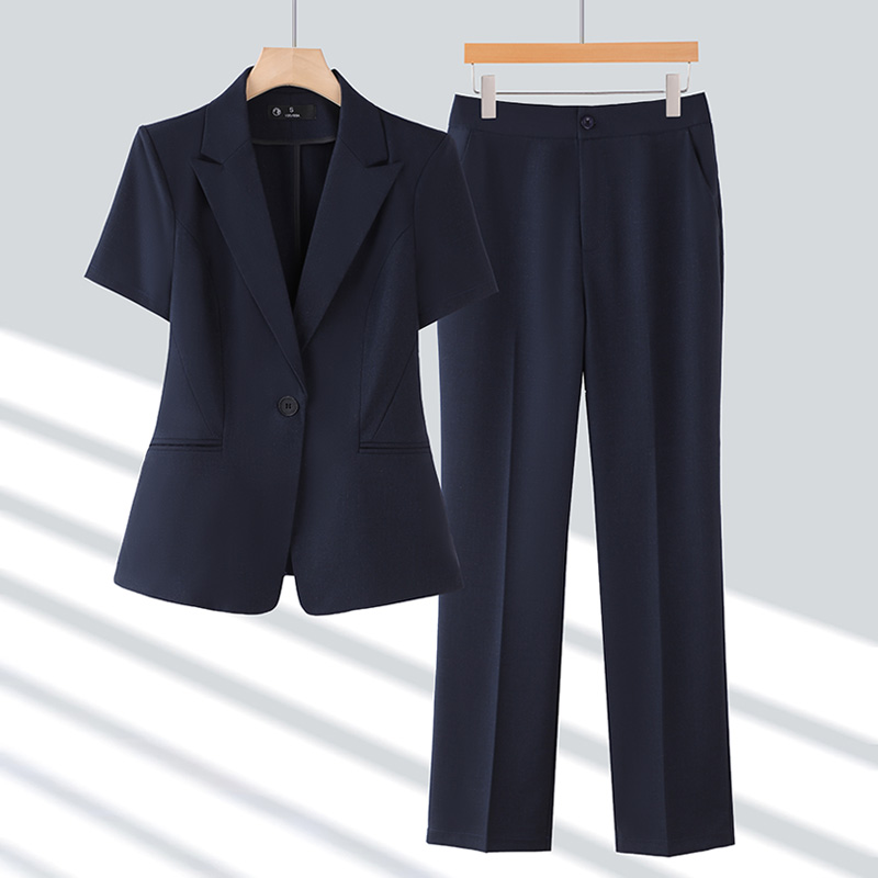 Professional Female Summer Thin Temperament Goddess Fan High-End Short-Sleeved Suit for Interviews Hotel Overalls Wear Suits