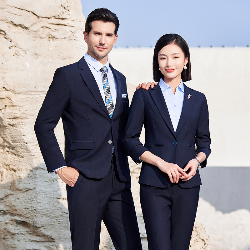 Men's Hotel Manager Uniform Suit Set Long Sleeve Regular Fit Polyester/Viscose Business Blazer and Pants for Office Reception