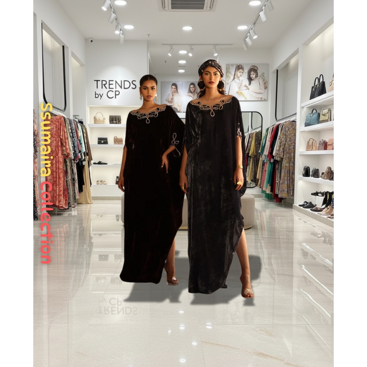 2025 Trends Cp Luxury Velvet Collection's Exquisite Crepe Kaftan Dress Modest Floor-Length A-Line Slit Evening Party Wear