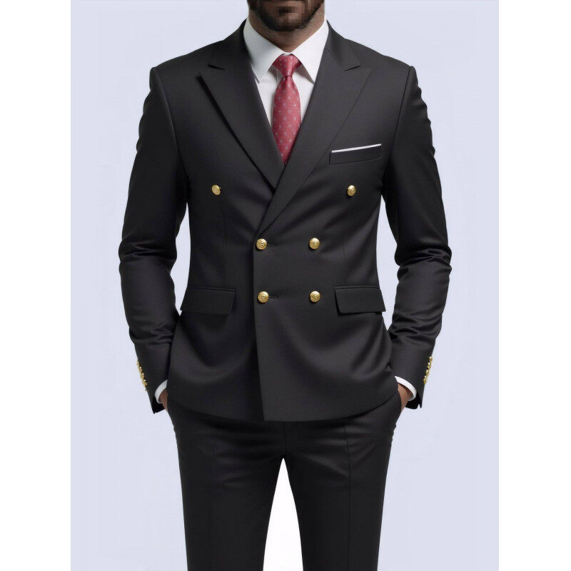 Men's Business Formal Single Suit Breathable Anti-static Double-breasted Casual Mandarin Collar Worested Plus Size