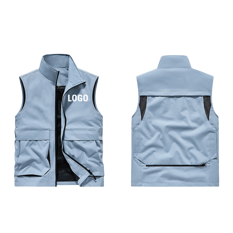 Wholesale Men's Winter Formal Plus Size Zipper Vest Personalized Sleeveless Waterproof 2 Colors Jacket Work Multi Pocket Custom