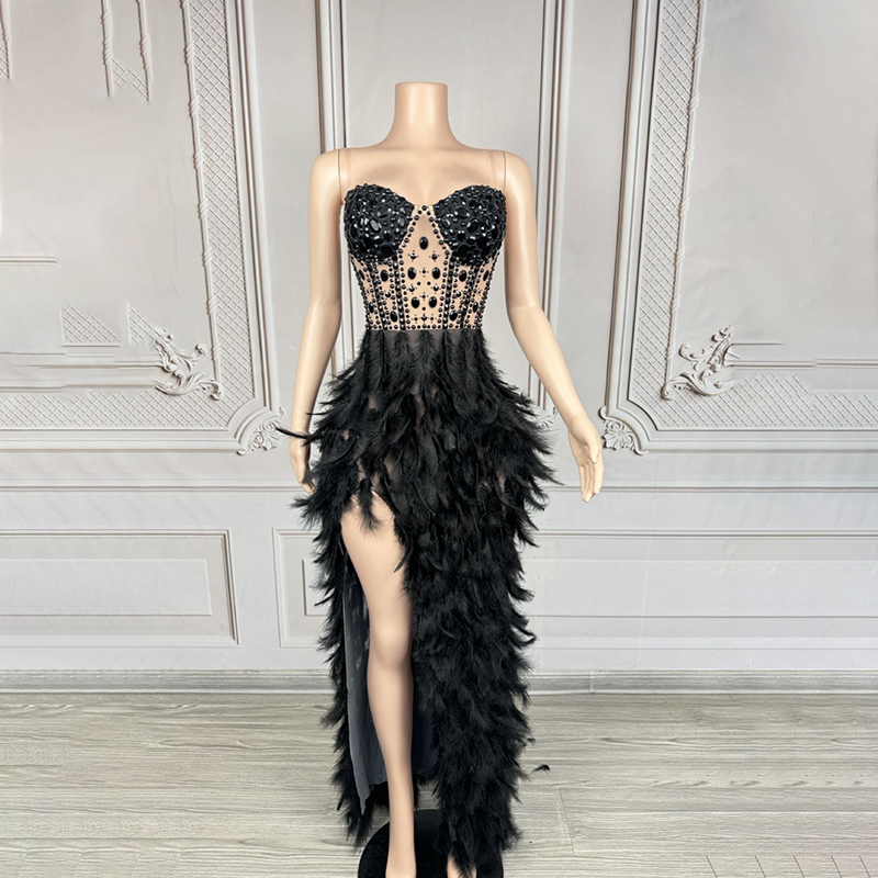 Novance Y4591-F Luxury Designer Women Clothing Black Evening Dress Elegant Ball Gown Sexy High Slit Modest Plus Size Prom Dress