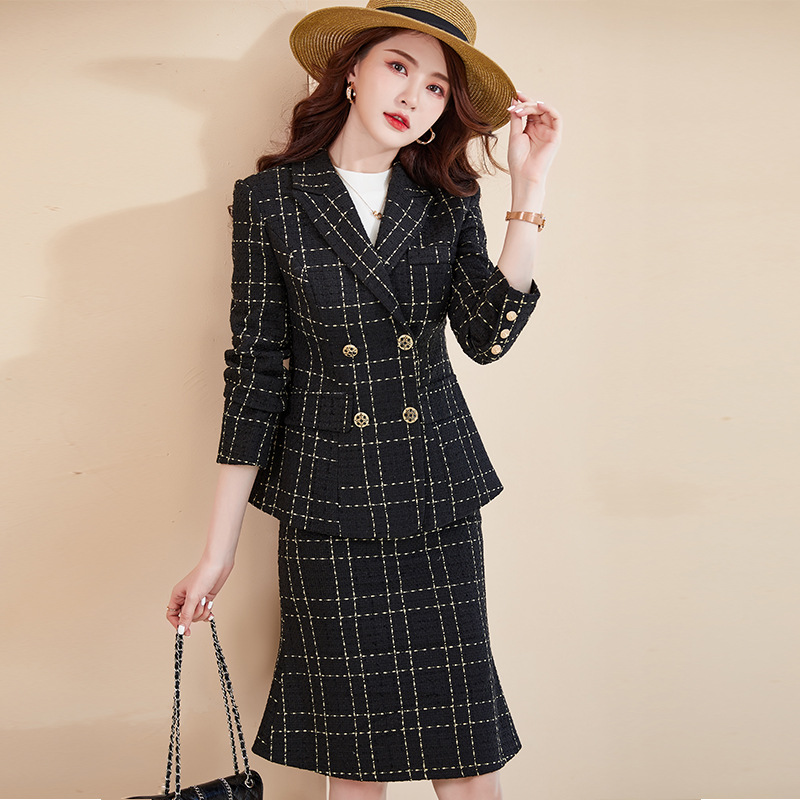 2022 Autumn/Winter New Arrival Womens Long-Sleeved Professional Suit Formal Skirt Set Interview/Sales Workwear