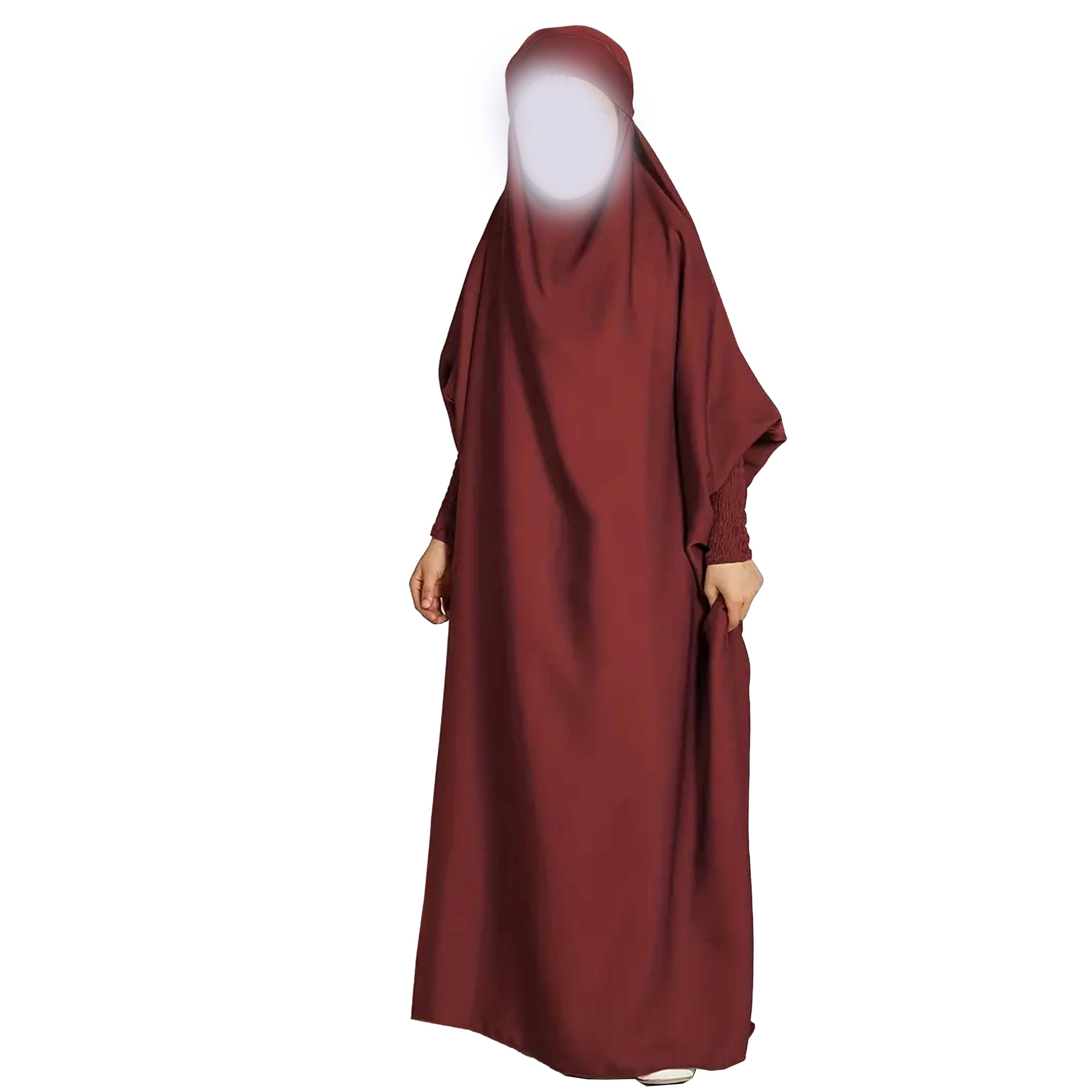 OEM Wholesale Women Modest Abaya Hijab Dress 100% Silk Chiffon Embroidery Natural Waistline Eco-Friendly Plain Vintage Straight