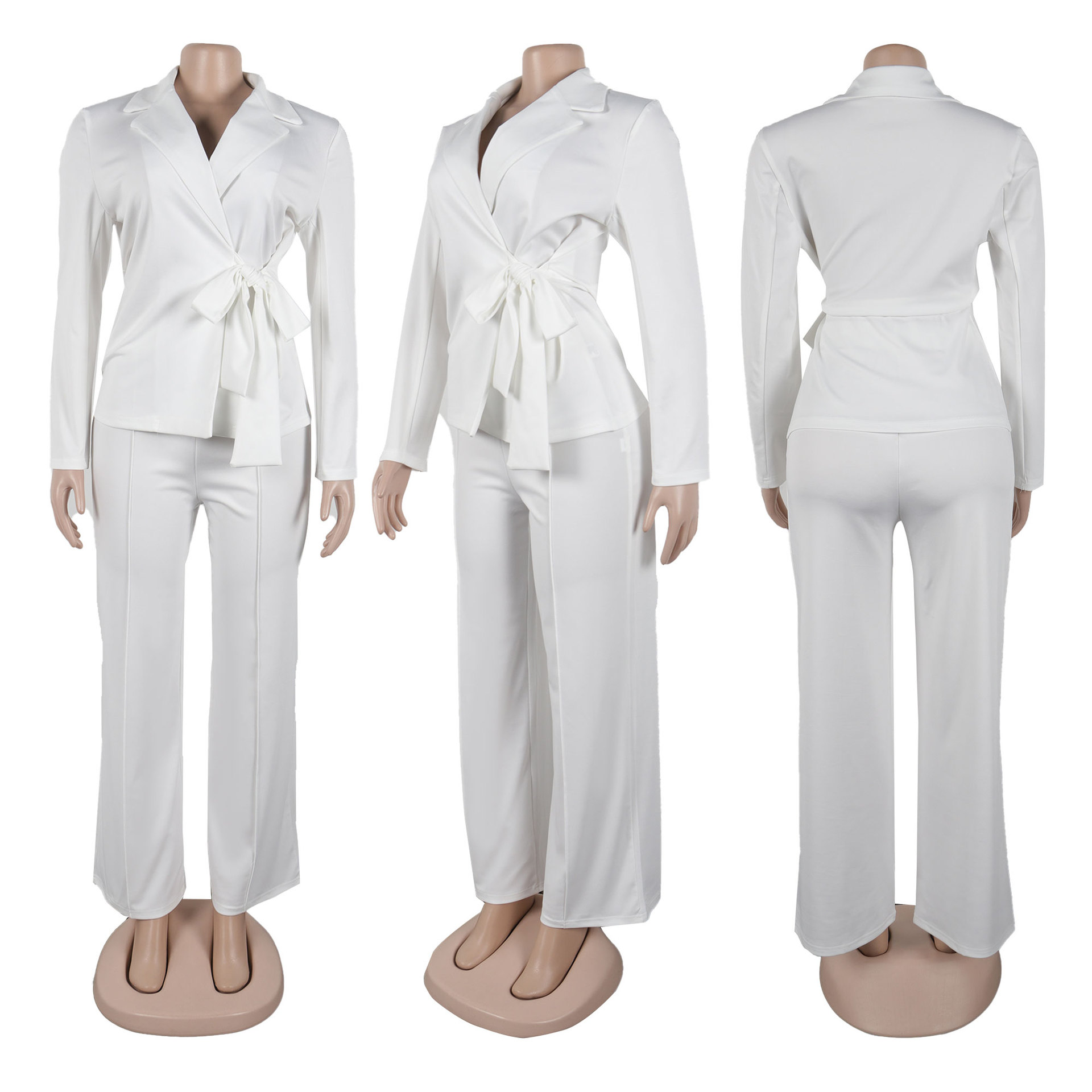 Women's Plus Size One-Set Formal Office Costume Suit Solid Knitting Fabric Top Clothing