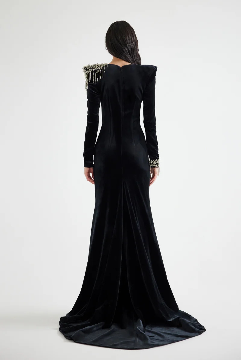2025 New Modest Market Collection Bead Tassel Evening Gown Elegant Luxury Long Dress Arabic Formal Wear with Crystal Embroidery