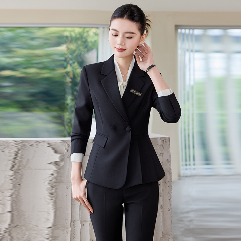 Women's Suit Button-down blazer + Trousers 2-piece Set Straight-leg Wide-leg Pants Long-sleeved Women's Office Suit