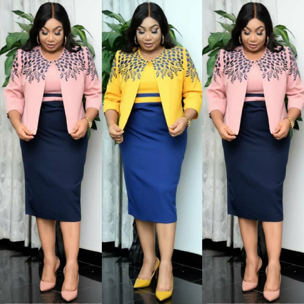 Ladies Women Formal Wear Skirt and Suit Two Piece Suit for Ladies Plus Size Office Dresses