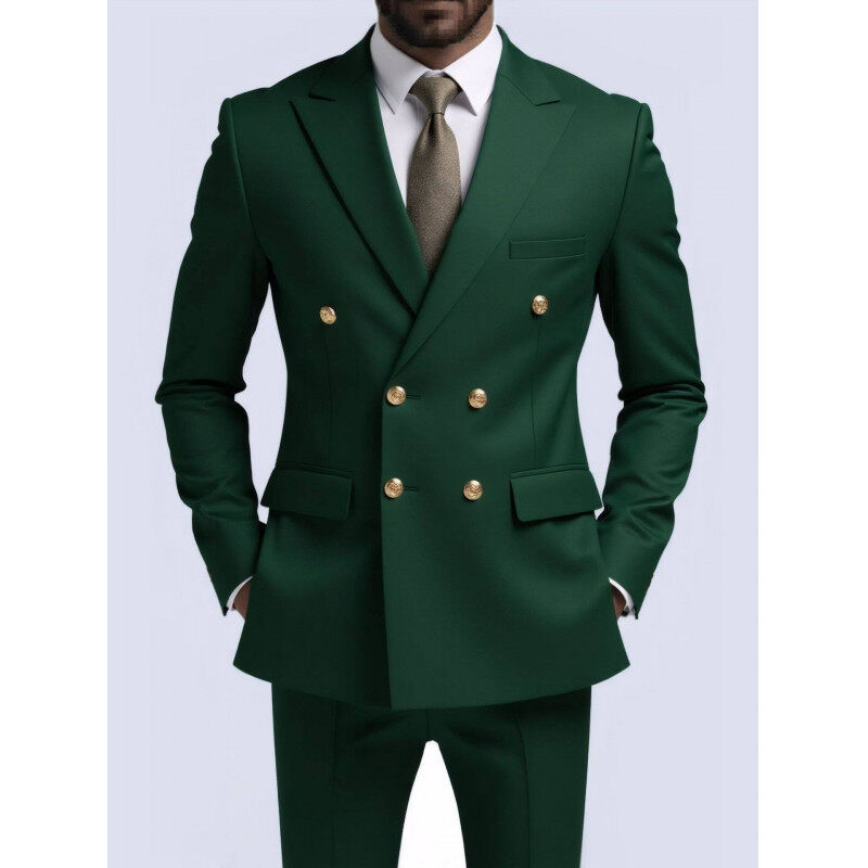 Men's Business Formal Single Suit Breathable Anti-static Double-breasted Casual Mandarin Collar Worested Plus Size