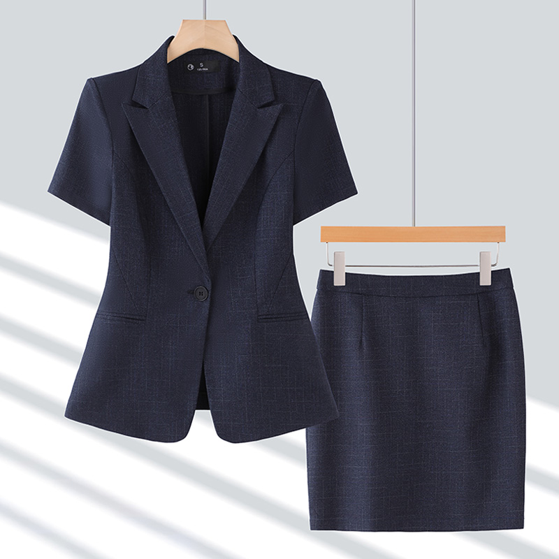 Professional Female Summer Thin Temperament Goddess Fan High-End Short-Sleeved Suit for Interviews Hotel Overalls Wear Suits