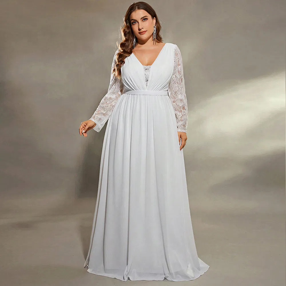 Fashionable Lace Slim Fit Evening Gown Formal Dance Party Wedding Dress