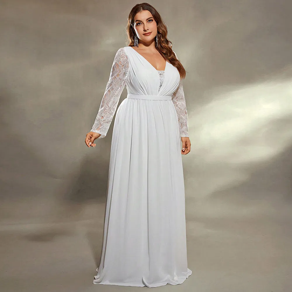 Fashionable Lace Slim Fit Evening Gown Formal Dance Party Wedding Dress