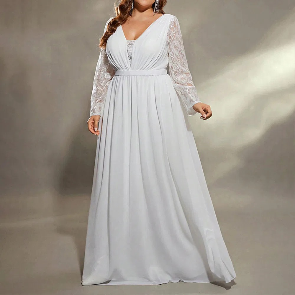 Fashionable Lace Slim Fit Evening Gown Formal Dance Party Wedding Dress