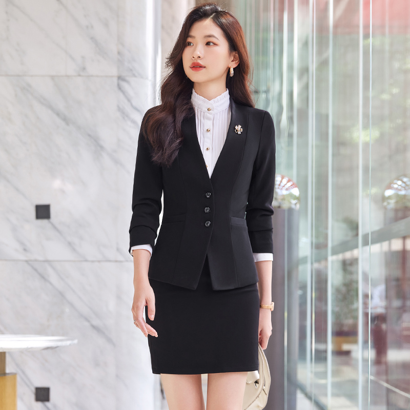 Women's High-End Professional Small Suit for Spring and Autumn Gold Formal Dress for Work or Shop Elegant Temperament