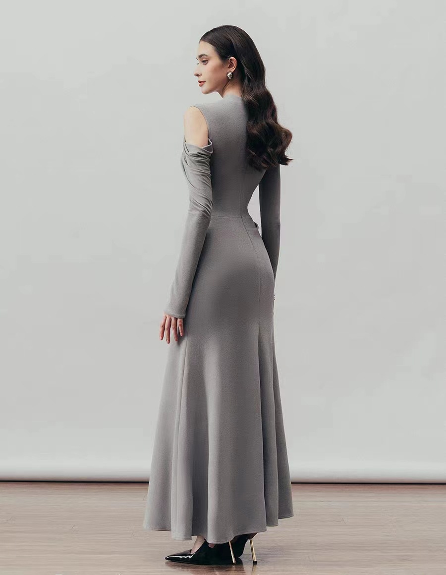 Autumn Collection High-End Minimalist A-Line Evening Gown Elegant Slim Design Hollowed Long Party Dress Formal Organza Fabric