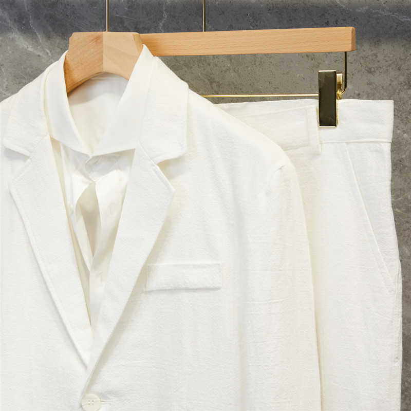 Lightweight Linen Suit for Men Single-Breasted Summer Wedding Suit Set with Casual Blazer | Solid Color Formal Groomsmen Attire