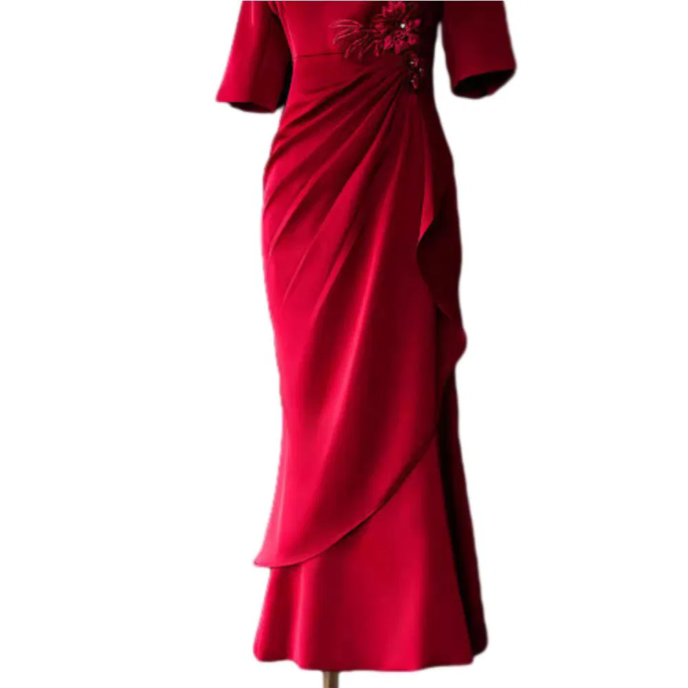 Designer High-Quality Mother Guest Dress 2025 MIDI Formal Wedding Banquet Wear