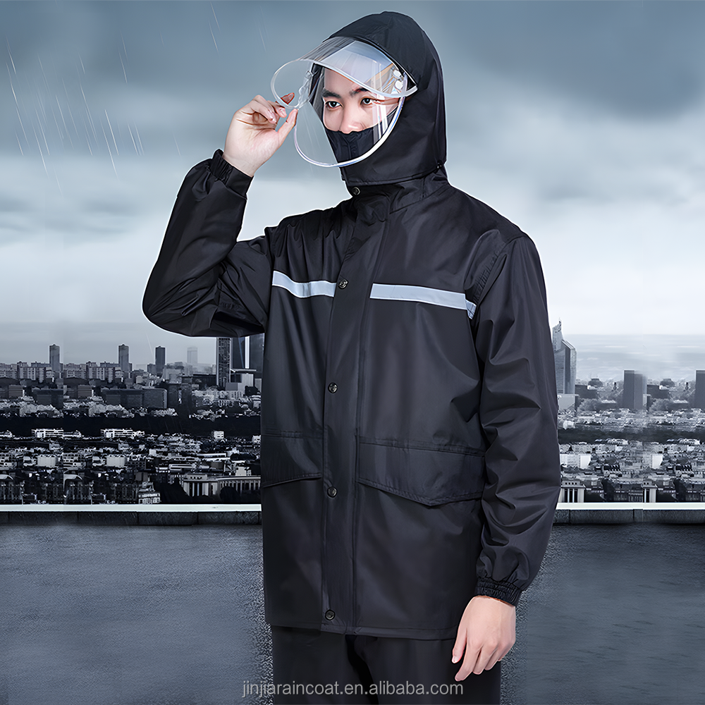 Hot Sale Motorcycle Rain Suit Coat Pants For Men Waterproof Oxford Reflective Hiking Work Motorbike Raincoat