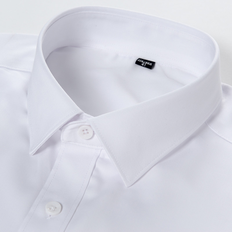 Men's Professional Anti-Wrinkle Korean-Style Dress Solid White Long Sleeve Slim-Fit Single Breasted Business Formal Breathable