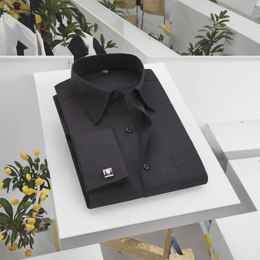 Men's Solid Black Autumn Anti-Pilling Dress Shirt Long Sleeve Formal Button Down For Business &amp; Special Occasions
