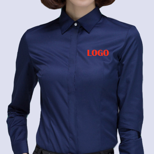 Custom Women's Long Sleeve Plain Work Uniform Dress Shirt Business Slim Fit Solid Formal Office Shirt
