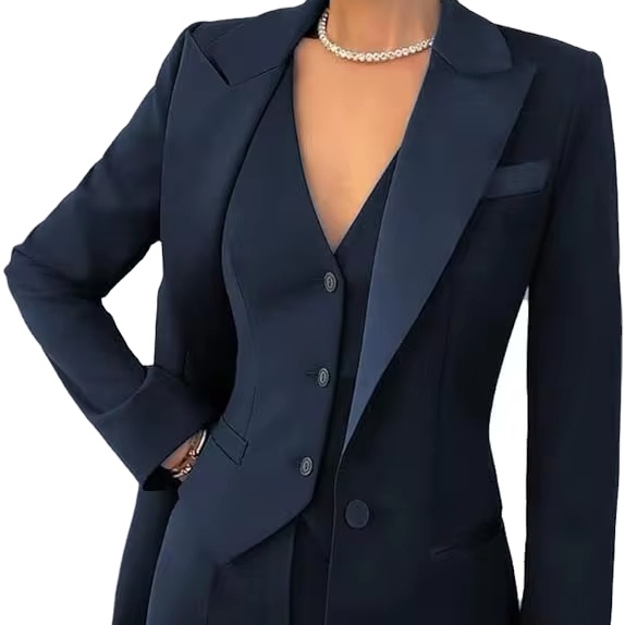 Latest Design Long Sleeve Breathable Solid Pattern Women's Formal Blazer and Pants Set with Single Button Closure Velour 2025