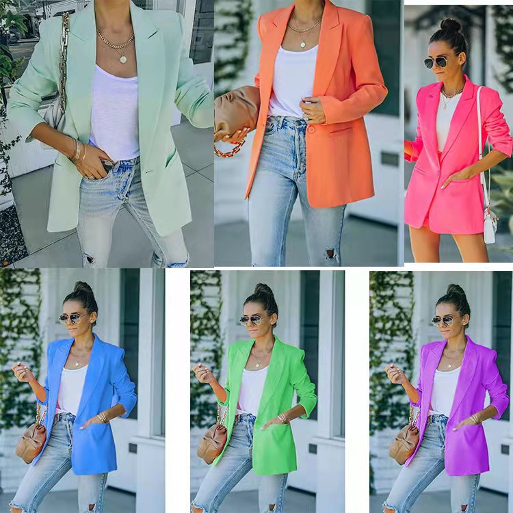 Spot 2025 European American Women's Foreign Trade New Autumn Winter Long Sleeve Small Suit Temperament Professional Regular 123