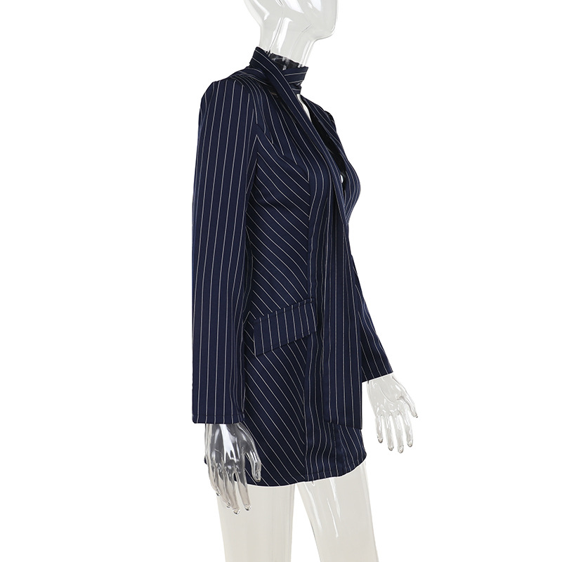Autumn New Collection Elegant Slim Striped Dress Sexy Hip Skirt for Women Short Wosted Office Lady Formal Suit Dress