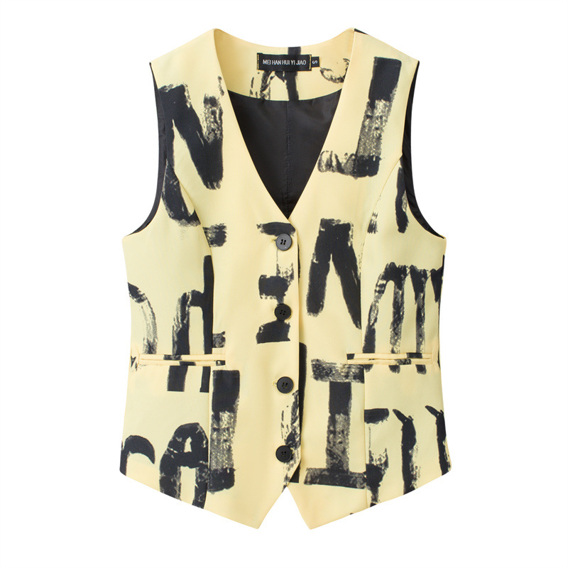 Womens Suit Vest Petite Waistcoat Spring/Summer New Slim-Fit Elegant Outerwear Layering Piece Short-Style Gilet