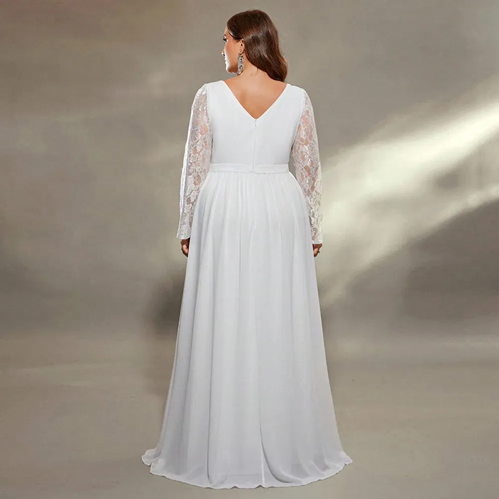 Fashionable Lace Slim Fit Evening Gown Formal Dance Party Wedding Dress