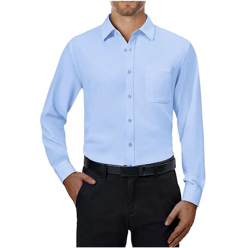 Luxury Men's Formal Cotton Dress Shirt With Long Sleeves Quick Dry Anti-Wrinkle Sustainable Office Business Style