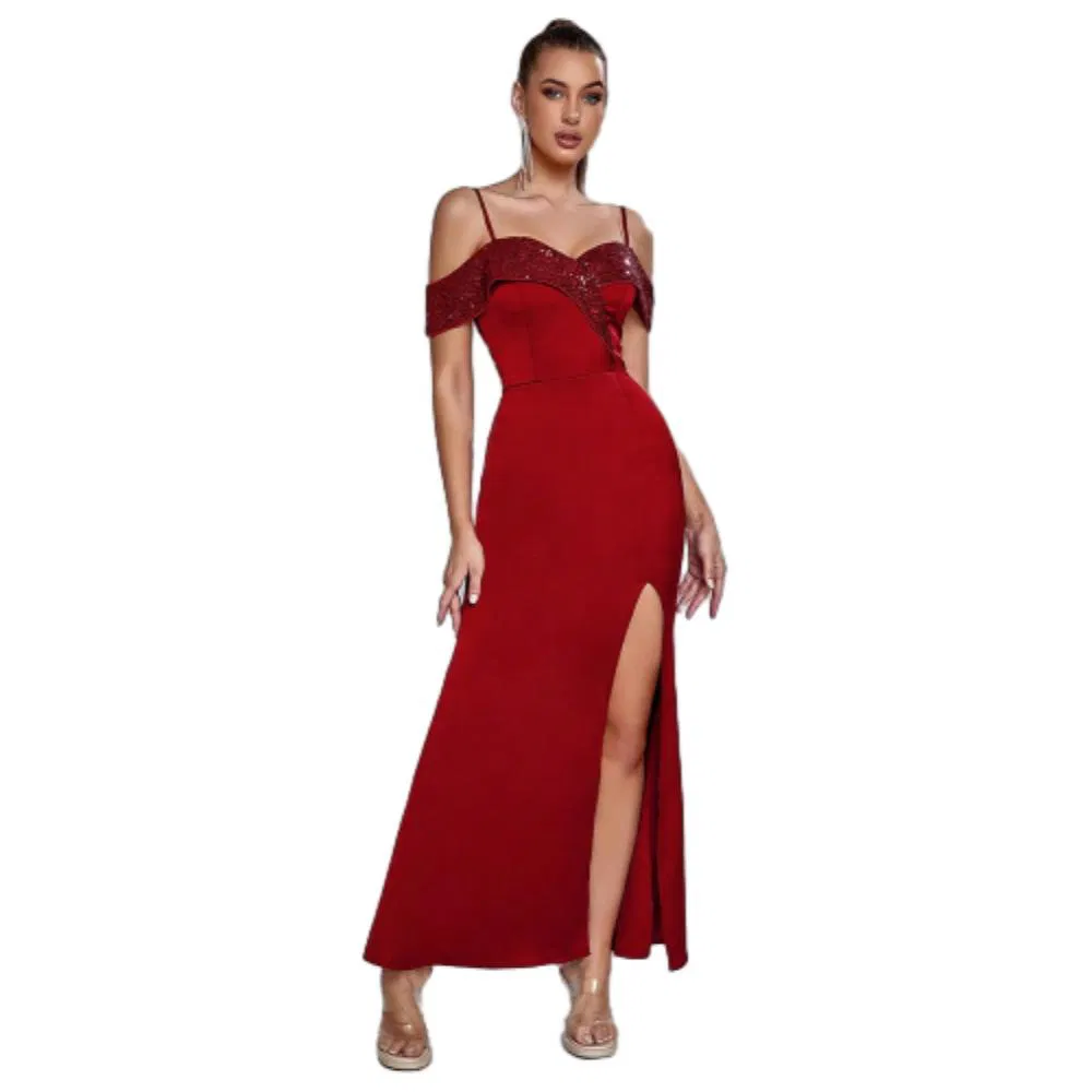 Breathable Comfortable Bridesmaid Dress Evening Banquet Gown Flowy Silhouette