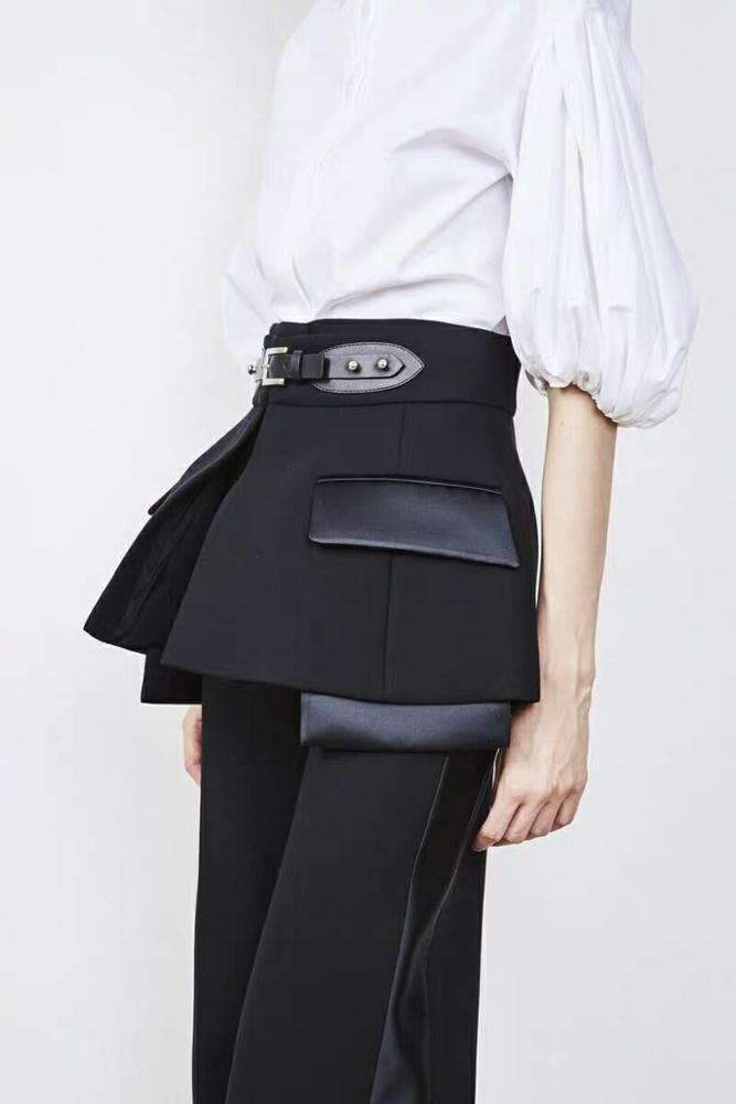 A2799 Formal Pattern High Waist Black Skirt Pant Set