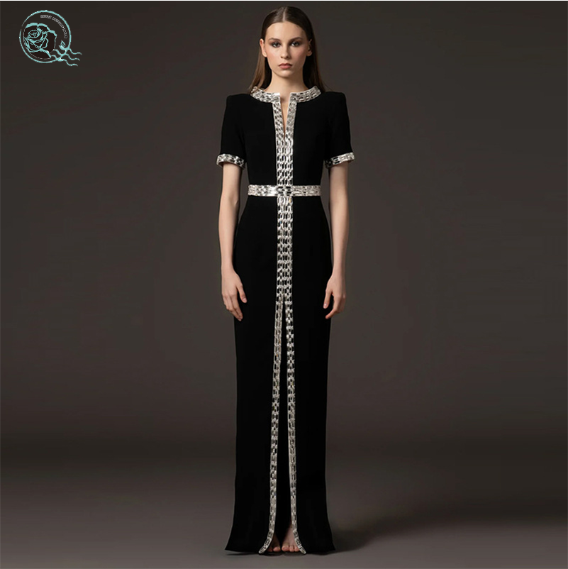 Women's Elegant Luxury Designer Brand High Formal Floor-Length Evening Wear for Parties Natural Wholesome Rhinestone Supply