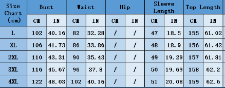 Size Chart Table