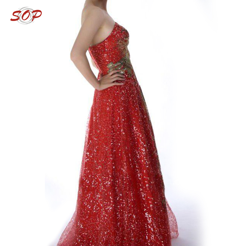 Dress Red Elegant Clothing Dresses Long Women Formal Evening Dress Gowns Side View