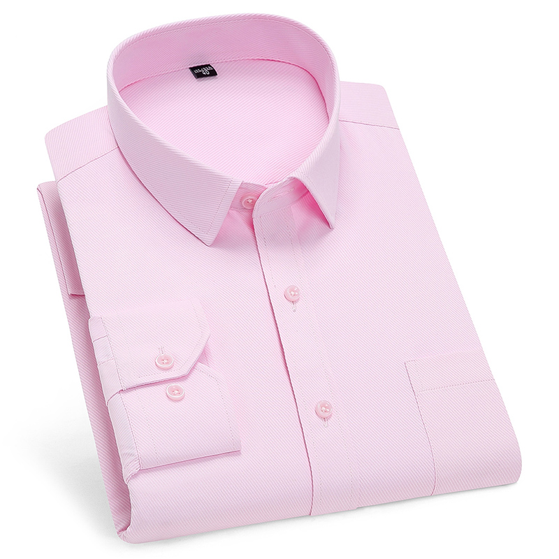Men's Professional Anti-Wrinkle Korean-Style Dress Solid White Long Sleeve Slim-Fit Single Breasted Business Formal Breathable