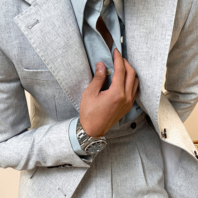Factory Wholesale New Style Light Grey Coat Pant Men Suit Fashion Single Breasted Mens Suites for Wedding