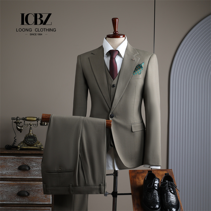 Men's Business Suits Slim Fit Wedding Two-Piece Suit Italian Style Anti-Wrinkle Breathable Woven Fabric Zipper Fly Pants