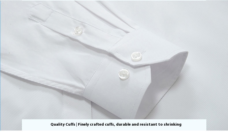 Men's Professional Anti-Wrinkle Korean-Style Dress Solid White Long Sleeve Slim-Fit Single Breasted Business Formal Breathable