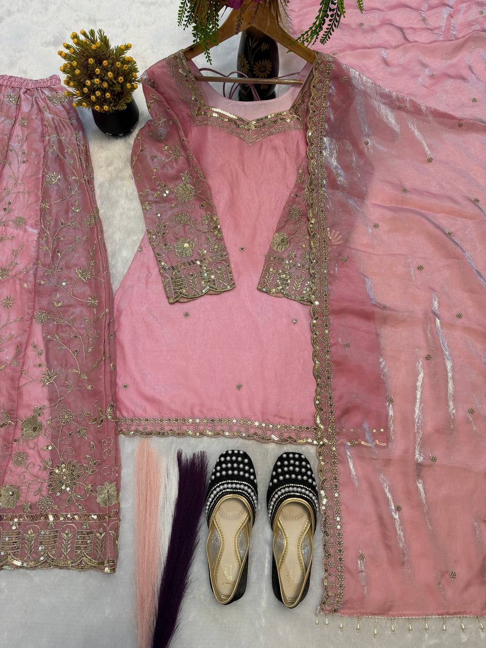 A Luxurious Party Wear Collection Exquisite Designer Gown With Heavy Fandy Silk Fabric And Detailed Embroidery Sequins Work