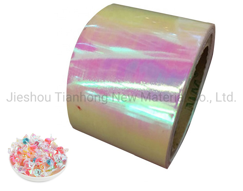 Plastic Packaging Film Food Packaging Materials Iridescent Pet Foil Film Rainbow Candy Packaging Film Pet/PVC Twist Film Food Wrapper Film